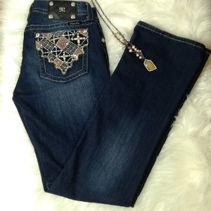 MISS ME Cross Boot Cut Med/dark Wash Jeans Size 31